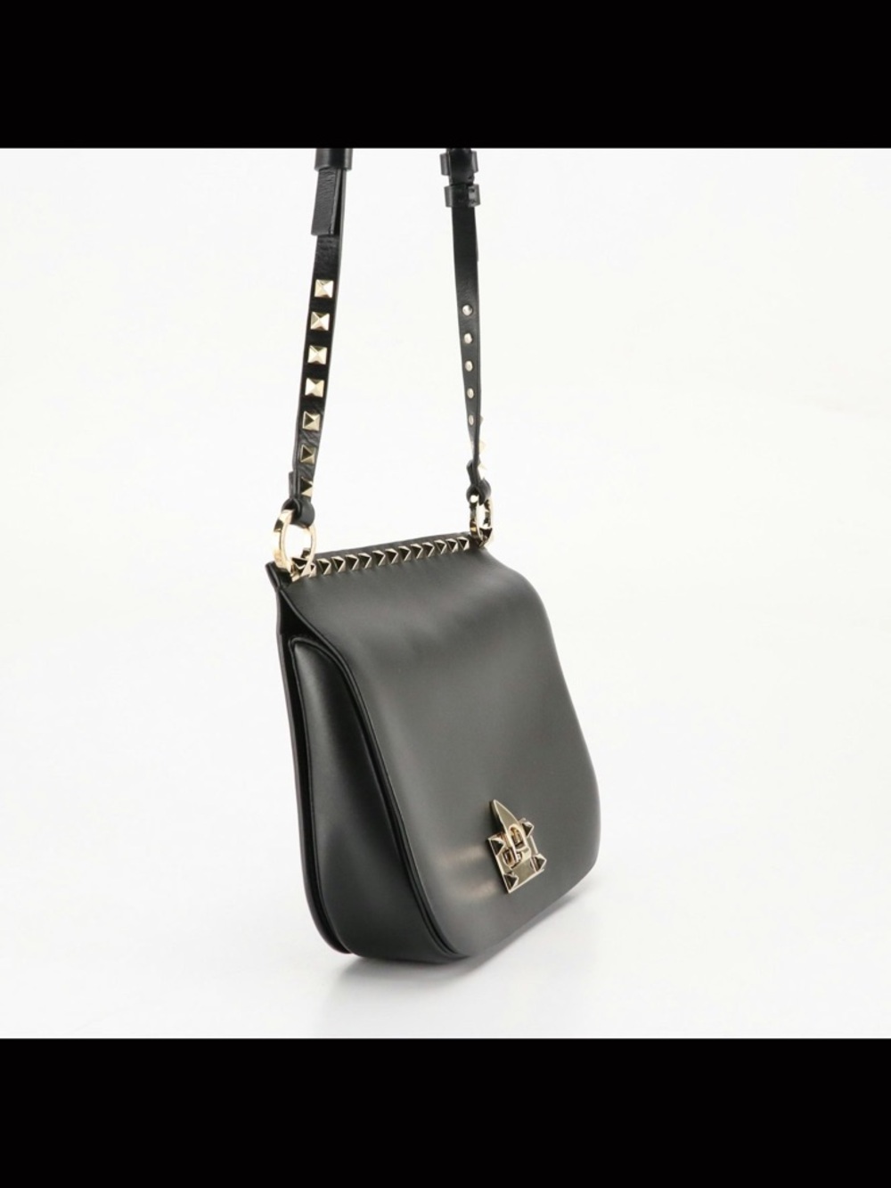Vintage Valentino Garavani Rockstud Black Leather Saddlebag - Picture 10 of 14